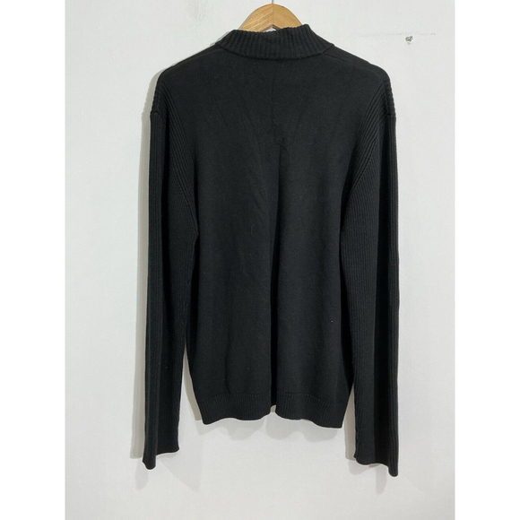 Men’s Kenneth Cole Black Long Sleeve Zip Front Collared Sweater Xxl - Picture 2 of 7